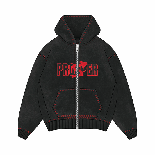 "TFP" Black Zip Up